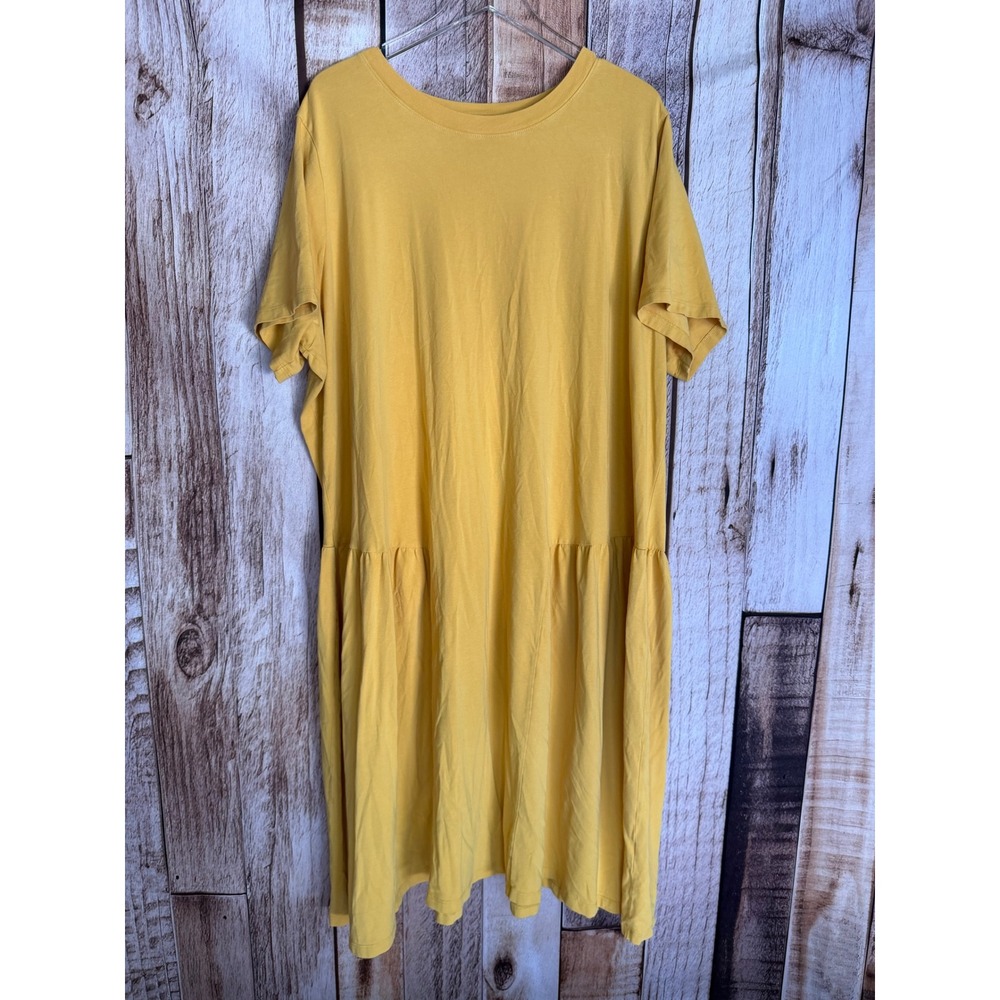 Universal Standard Drop Waist T-Shirt Midi Dress Yellow Minimalist Casual 4X